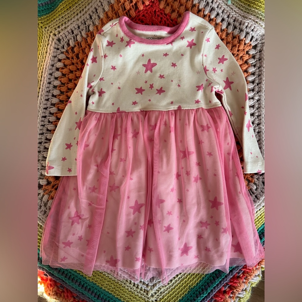 2t girls Hannah Anderson swirly girly star print dress with tulle